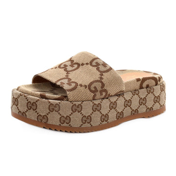 Gucci Women's Angelina Platform Slide Sandals GG Canvas