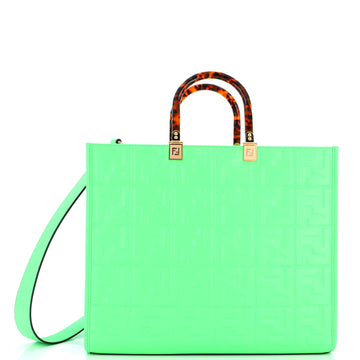 Fendi Sunshine Shopper Tote Zucca Embossed Leather Medium