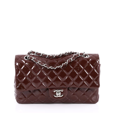 Chanel Classic Double Flap Bag Quilted Patent Medium Red
