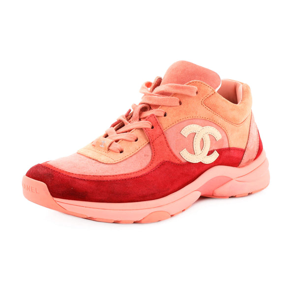 Chanel Women's CC Low-top Sneakers Suede Pink