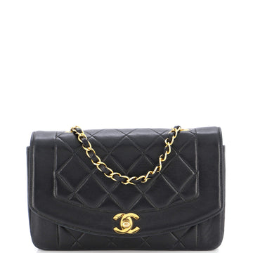 Chanel Vintage Diana Flap Bag Quilted Caviar Medium