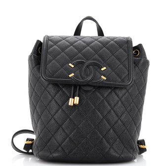 Chanel Filigree Backpack Quilted Caviar Large