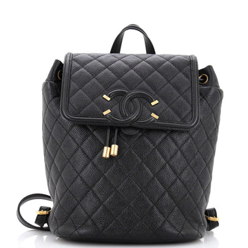 Chanel Filigree Backpack Quilted Caviar Large