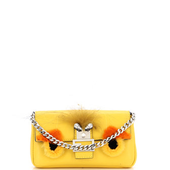 Fendi Monster Baguette Leather and Fur Micro