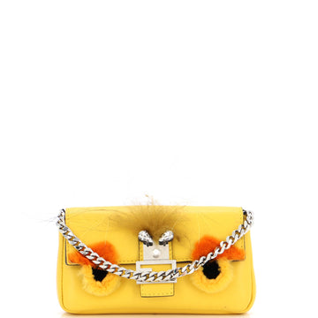 Fendi Monster Baguette Leather and Fur Micro