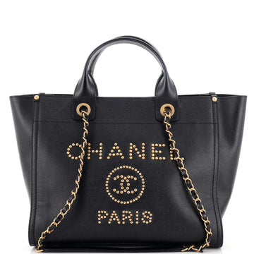 Chanel Deauville Tote Studded Caviar Small