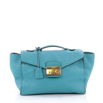 Prada Pattina Convertible Shoulder Bag Vitello Daino Blue 2188001