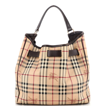 Burberry Walden Hobo Haymarket Coated Canvas Medium
