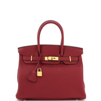 Hermes Birkin Handbag Red Togo with Gold Hardware 30
