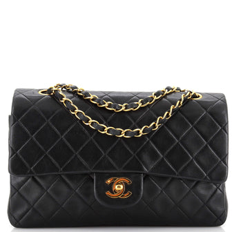 Chanel Vintage Classic Double Flap Bag Quilted Lambskin Medium
