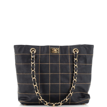 Chanel Chocolate Bar Tote Quilted Leather Small