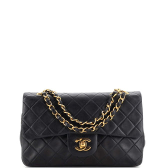 Chanel Vintage Classic Double Flap Bag Quilted Lambskin Small Black 2188242