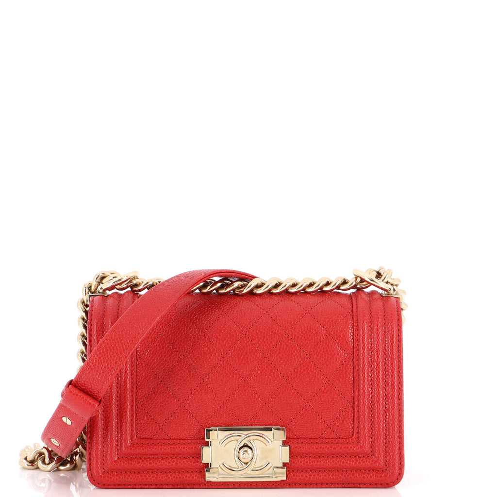 Chanel Boy Flap Bag Quilted Caviar Small Red 2188344