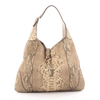 Gucci Jackie O Handbag Python Large Neutral 2188501
