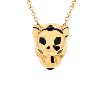 Cartier Panthere de Cartier Head Pendant Necklace 18K Yellow Gold with Onyx and Tsavorite