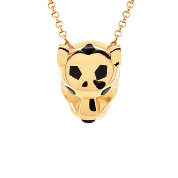 Cartier Panthere de Cartier Head Pendant Necklace 18K Yellow Gold with Onyx and Tsavorite