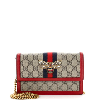 Gucci Queen Margaret Chain Wallet GG Coated Canvas Mini