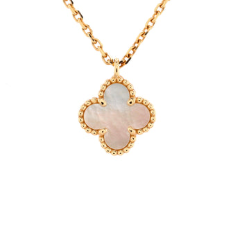 Van Cleef & Arpels Sweet Alhambra Pendant Necklace 18K Yellow Gold and Mother of Pearl