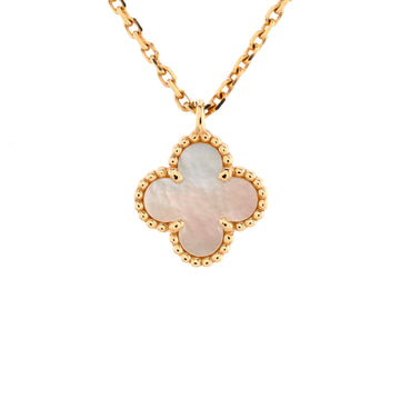 Van Cleef & Arpels Sweet Alhambra Pendant Necklace 18K Yellow Gold and Mother of Pearl