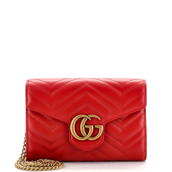 Gucci GG Marmont Chain Wallet Matelasse Leather Mini