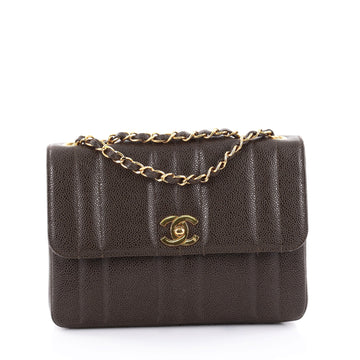 Chanel Vintage CC Chain Flap Bag Vertical Quilt Caviar Medium Brown
