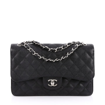 Chanel Classic Double Flap Bag Quilted Caviar Jumbo Black