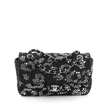 Chanel Classic Flap Bag Strass Embellished Tweed Medium Black