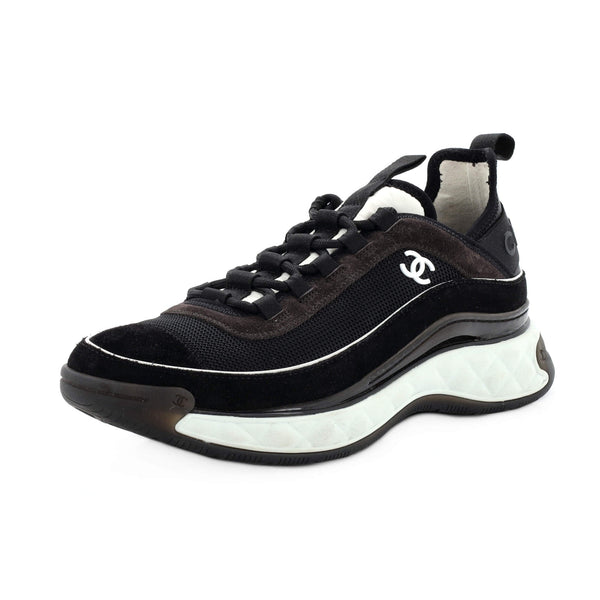 CHANEL, Shoes, Chanel Womens Cc Cap Toe Logo Sneakers Suede And Mixed  Fibers Black