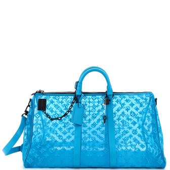 Louis Vuitton Keepall Bandouliere Bag Monogram See Through Mesh 50 Blue  2190114