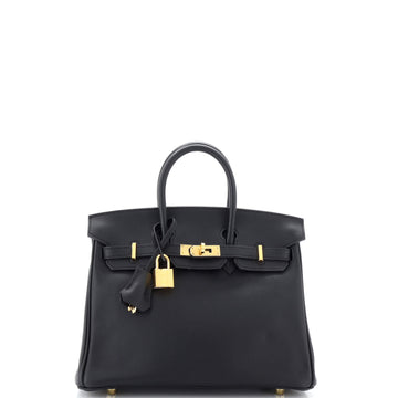 Hermes Birkin Handbag Black Swift with Gold Hardware 25
