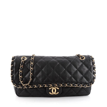 Chanel Chain Me Flap Bag Quilted Calfskin Jumbo Black