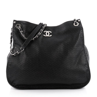 Chanel Up In The Air Tote Perforated Leather Black