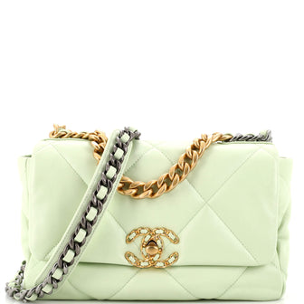 Chanel 19 Flap Bag Quilted Leather Medium Green 2190412