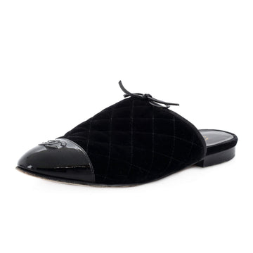Chanel Women's CC Cap Toe Mules Quilted Velvet