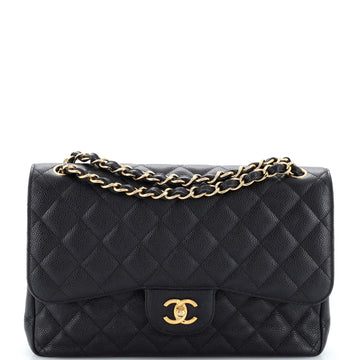 Chanel Classic Double Flap Bag Quilted Caviar Jumbo