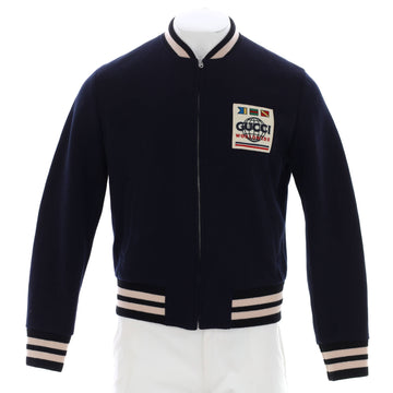 Gucci Men's Logo Patch Bomber Jacket Wool Blend