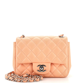 Chanel Square Classic Single Flap Bag Quilted Lambskin Mini Neutral 2190801