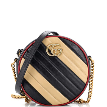 Gucci GG Marmont Round Shoulder Bag Diagonal Quilted Leather Mini