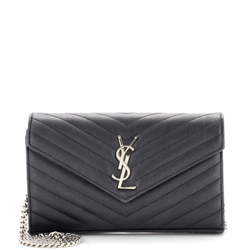 Saint Laurent Classic Monogram Wallet on Chain Matelasse Chevron Leather Medium