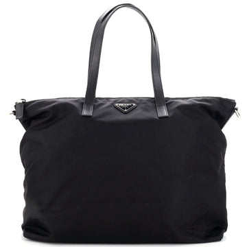 Prada Vela Zip Top Convertible Tote Tessuto Large
