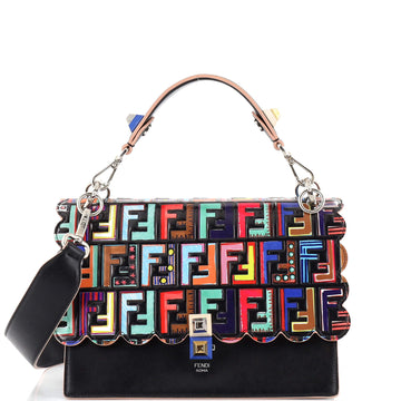 Fendi Kan I Bag Zucca Embossed Patent and Leather Medium