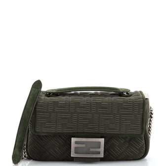 Fendi Midi Baguette Chain Bag Zucca Technical Mesh Medium