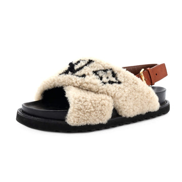 Louis Vuitton Women's Paseo Comfort Slide Slingback Sandals Shearling with Leather