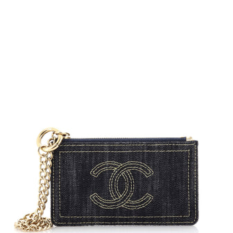 Chanel Vintage CC Chain Coin Pouch Denim