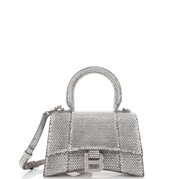 Balenciaga Hourglass Top Handle Bag Suede with Crystals XS