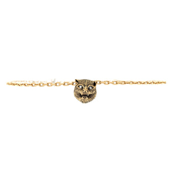 Gucci Le Marche Des Merveilles Feline Head Bracelet 18k Yellow Gold with Pink Opal and Diamonds
