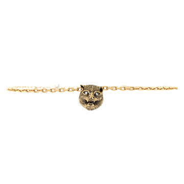 Gucci Le Marche Des Merveilles Feline Head Bracelet 18k Yellow Gold with Pink Opal and Diamonds