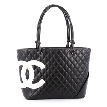 Chanel Cambon Tote Quilted Leather Large Black