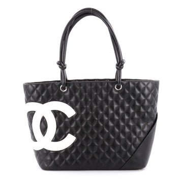 Chanel Cambon Tote Quilted Leather Large Black