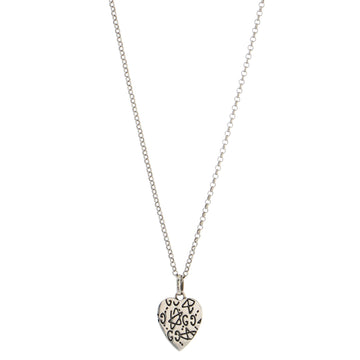 Gucci Engraved Heart Pendant Necklace Sterling Silver